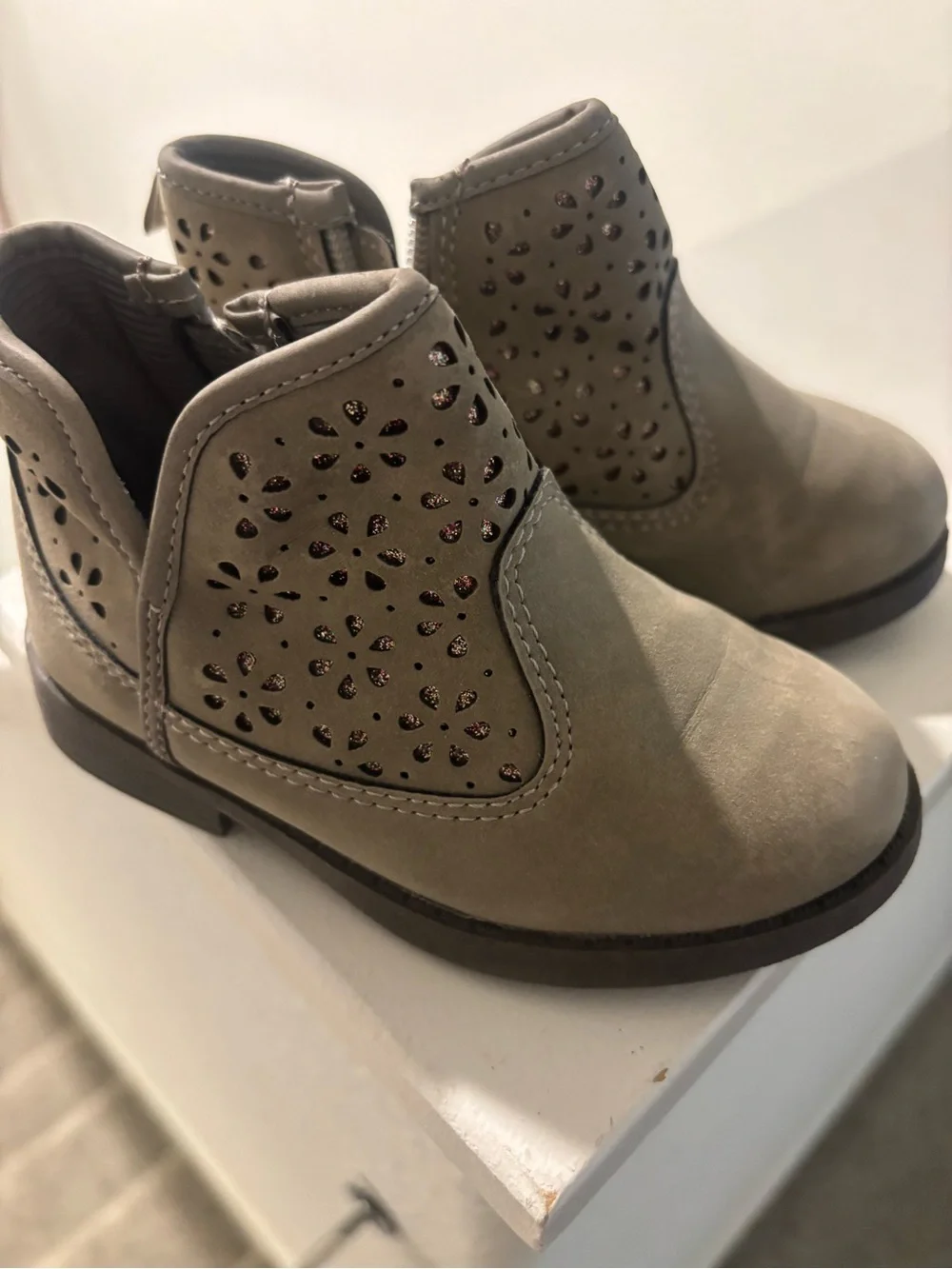 OshKosh B'gosh Toddler Taupe Cutout Ankle Boots